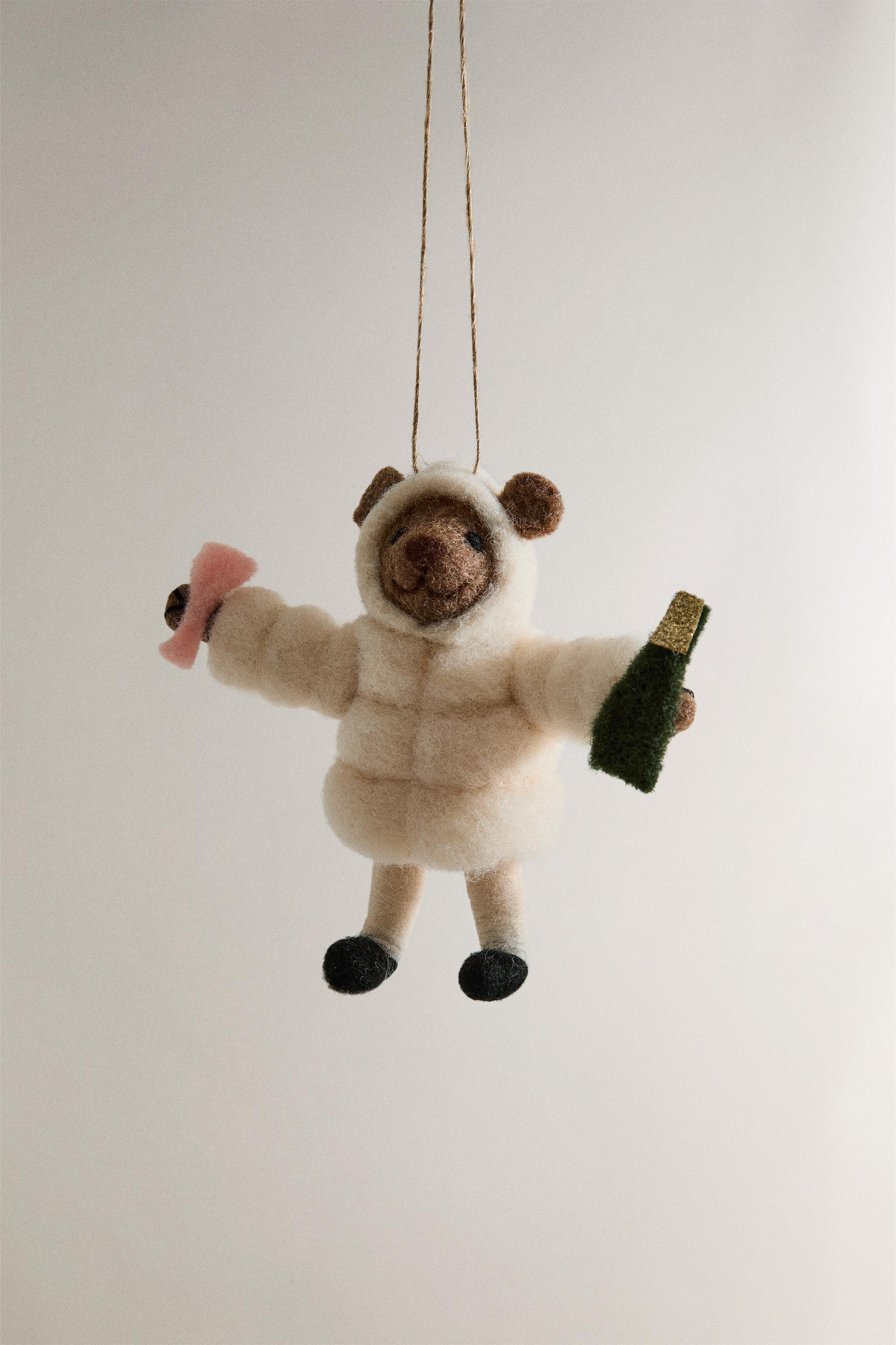 WOOL BEAR COAT CHRISTMAS TREE ORNAMENT